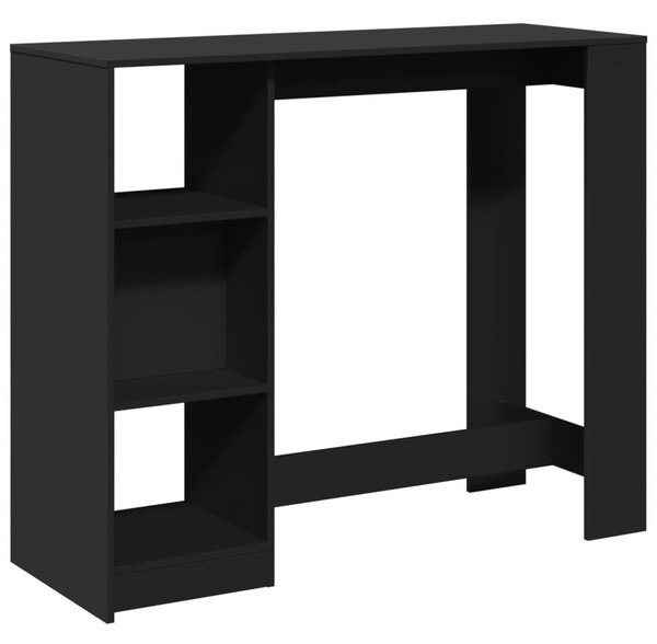 Fekete szerelt fa bárasztal polccal 124 x 46 x 103,5 cm