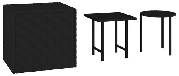 VidaXL 3 db fekete polyrattan kerti kisasztal