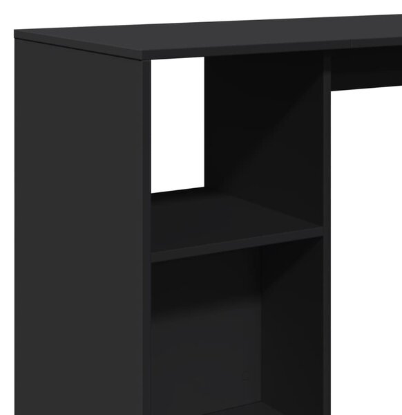 Fekete szerelt fa bárasztal polccal 124 x 46 x 103,5 cm