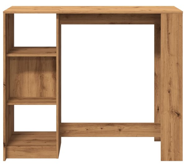 Kézműves tölgy szerelt fa bárasztal polccal 124 x 46 x 103,5 cm