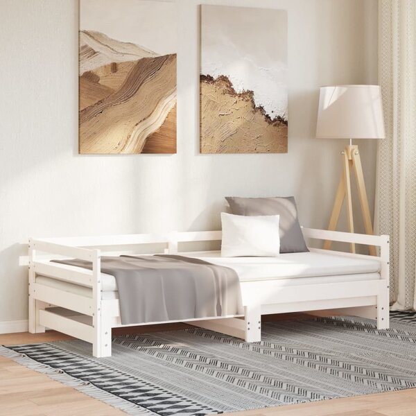 Fehér kihúzható nappali ágy matrac nélkül 90x190 cm