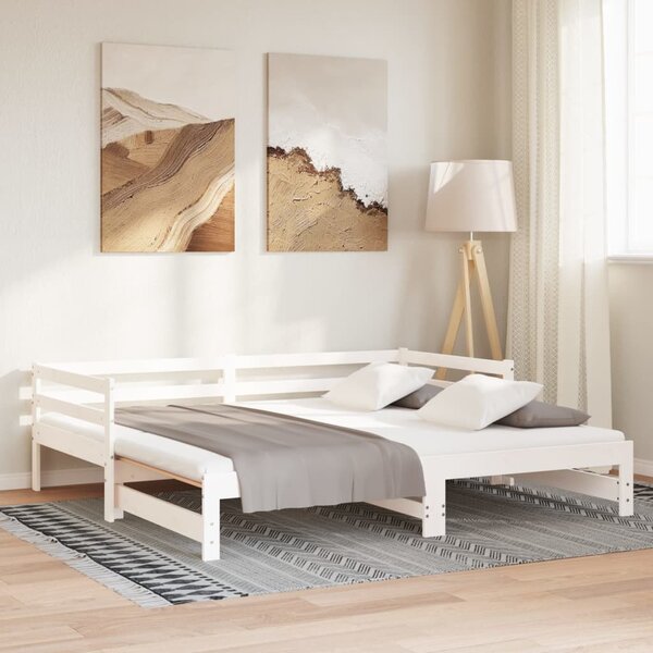 Fehér kihúzható nappali ágy matrac nélkül 90x190 cm