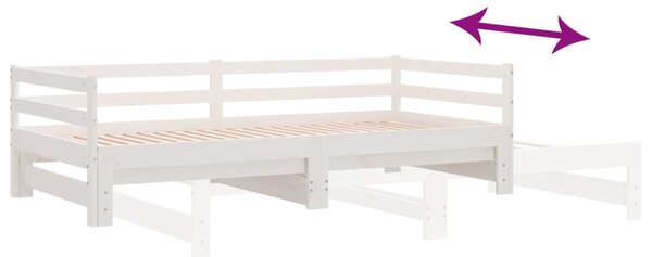 Fehér kihúzható nappali ágy matrac nélkül 90x190 cm