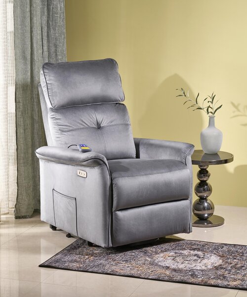 Semir 2 elektromos relax fotel, emelő- és masszázs funkcióval (Szín: szürke)