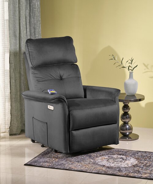 Semir 2 elektromos relax fotel, emelő- és masszázs funkcióval (Szín: fekete)