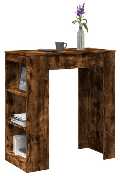 Füstös tölgy szerelt fa bárasztal tárolókkal 95 x 47 x 103,5 cm