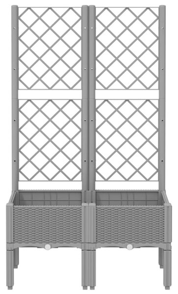 Világosszürke PP rácsos kerti ültetőláda 80 x 40 x 142 cm