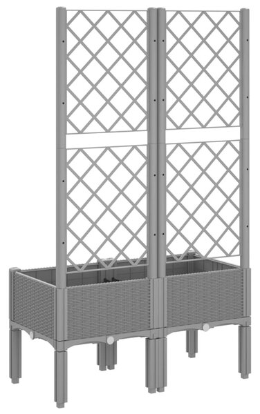 Világosszürke PP rácsos kerti ültetőláda 80 x 40 x 142 cm