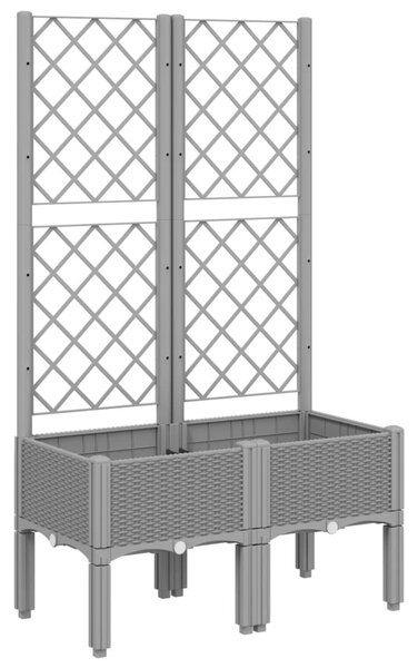 Világosszürke PP rácsos kerti ültetőláda 80 x 40 x 142 cm