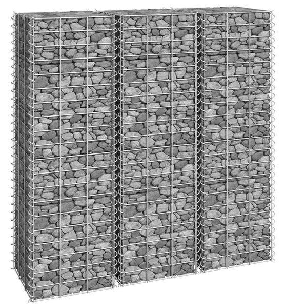 VidaXL 3 db vas gabion magaságyás 30 x 30 x 100 cm