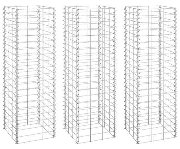 VidaXL 3 db vas gabion magaságyás 30 x 30 x 100 cm