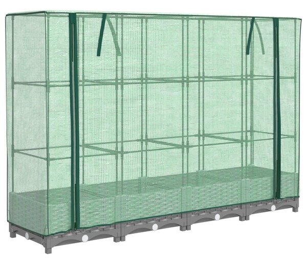 Rattan megjelenésű magaságyás melegháztakaróval 160x40x123 cm