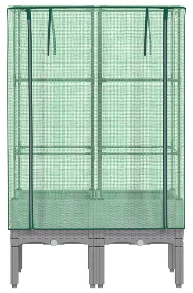 Rattan megjelenésű magaságyás melegháztakaróval 80x40x140 cm