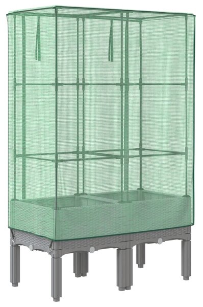 Rattan megjelenésű magaságyás melegháztakaróval 80x40x140 cm