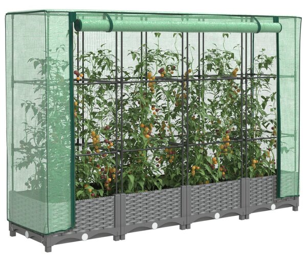 Rattan megjelenésű magaságyás melegháztakaróval 160x40x123 cm