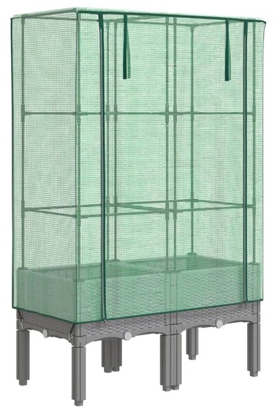 Rattan megjelenésű magaságyás melegháztakaróval 80x40x140 cm