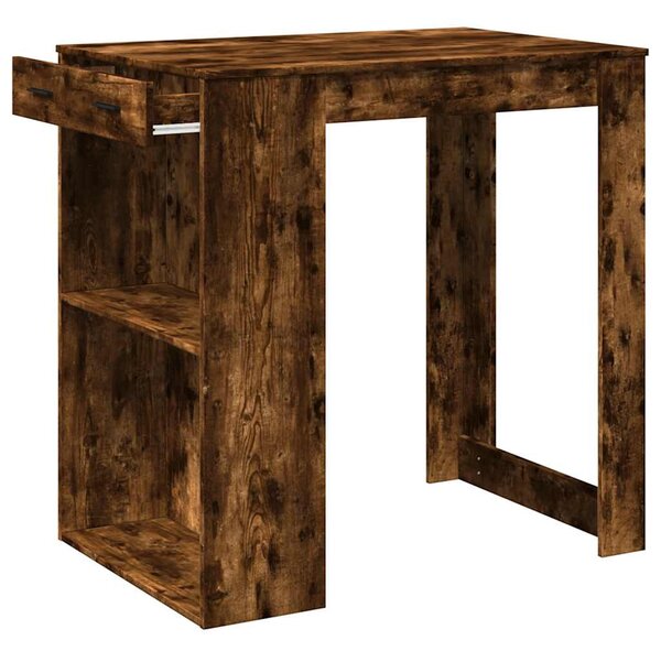 Füstös tölgy színű szerelt fa bárasztal 102 x 70 x 103,5 cm