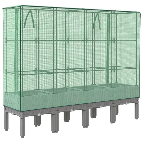 Rattan megjelenésű magaságyás melegháztakaróval 160x40x140 cm