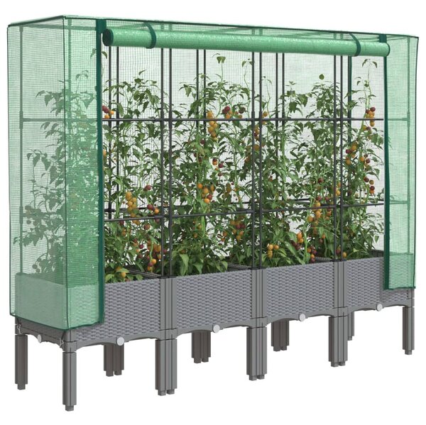 Rattan megjelenésű magaságyás melegháztakaróval 160x40x140 cm