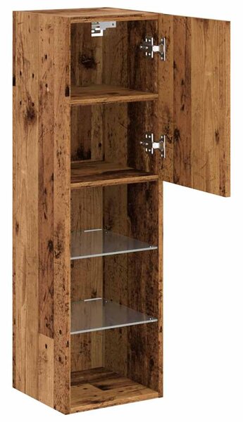 2 db antik fa színű TV-szekrény LED-lámpákkal 30,5x30x102 cm
