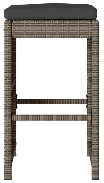 2 db szürke polyrattan kerti bárszék párnával