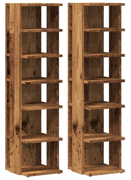 2 db antik fa színű szerelt fa cipőszekrény 28 x 27 x 102 cm