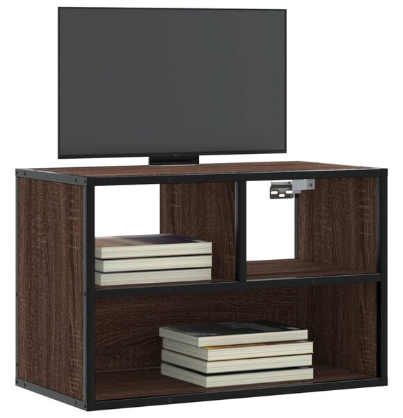 Barna tölgy színű szerelt fa és fém TV-szekrény 60x31x39,5 cm