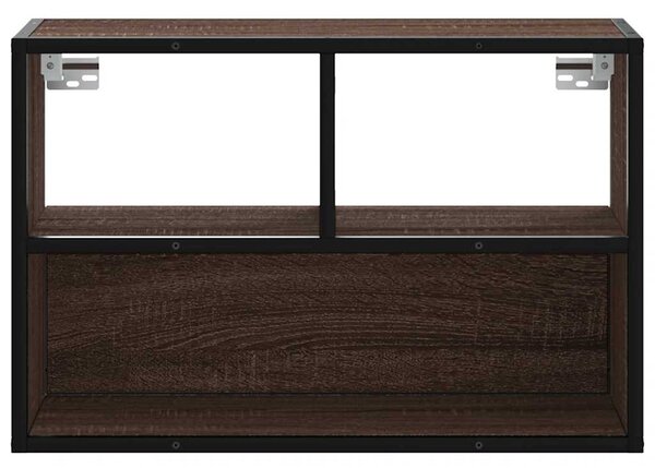 Barna tölgy színű szerelt fa és fém TV-szekrény 60x31x39,5 cm