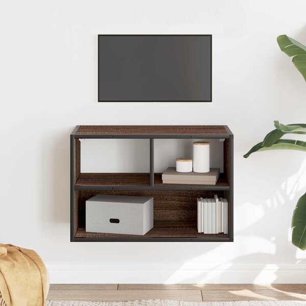 Barna tölgy színű szerelt fa és fém TV-szekrény 60x31x39,5 cm