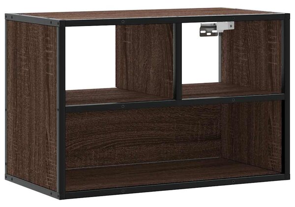 Barna tölgy színű szerelt fa és fém TV-szekrény 60x31x39,5 cm