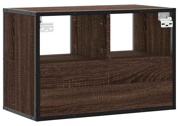 Barna tölgy színű szerelt fa és fém TV-szekrény 60x31x39,5 cm
