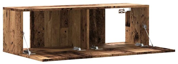 Antik fa színű szerelt fa fali TV-szekrény 100 x 30 x 30 cm