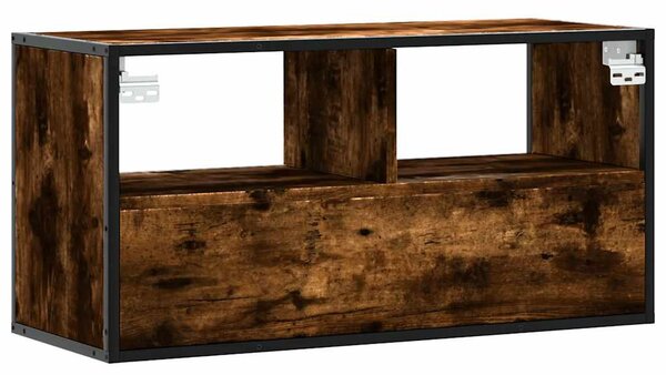 Füstös tölgy színű szerelt fa és fém TV-szekrény 80x31x39,5 cm