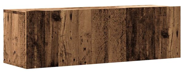 Antik fa színű szerelt fa fali TV-szekrény 100 x 30 x 30 cm