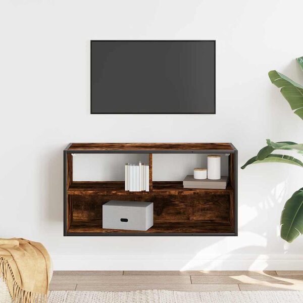 Füstös tölgy színű szerelt fa és fém TV-szekrény 80x31x39,5 cm