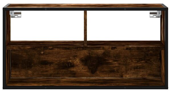 Füstös tölgy színű szerelt fa és fém TV-szekrény 80x31x39,5 cm
