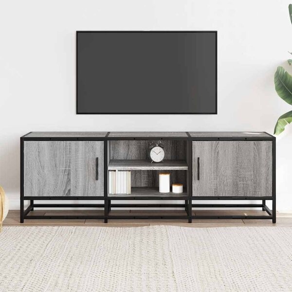 Szürke sonoma színű szerelt fa és fém TV-szekrény 120x35x41 cm