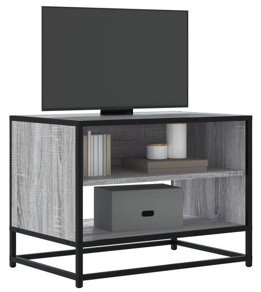 Szürke sonoma színű szerelt fa és fém TV-szekrény 61x40x46 cm