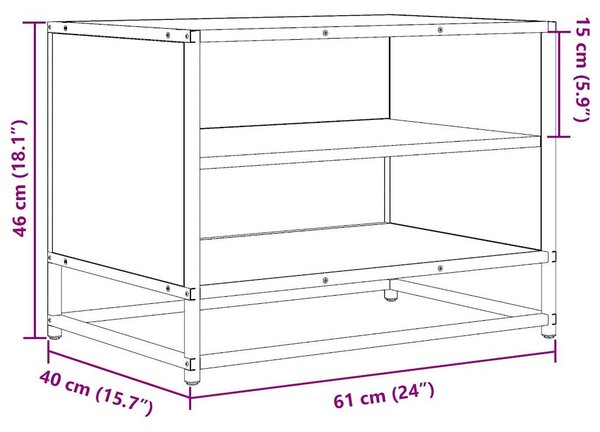 Fekete szerelt fa és fém TV-szekrény 61x40x46 cm
