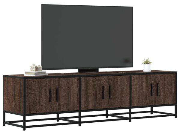 Barna tölgy színű szerelt fa és fém TV-szekrény 150x35x41 cm