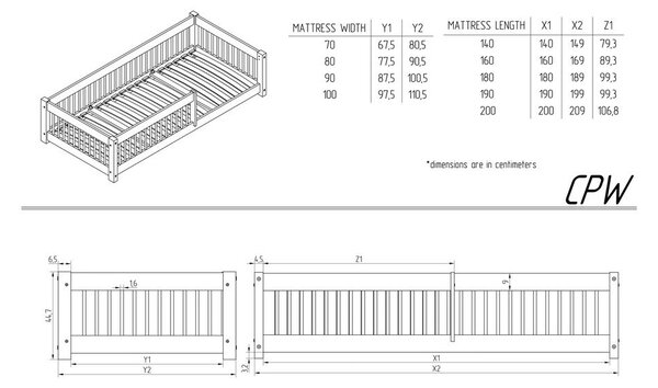 Natúr színű borovi fenyő gyerekágy 90x200 cm Mila CPW – Adeko