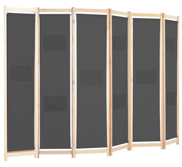 Szürke 6-paneles szövetparaván 240 x 170 x 4 cm