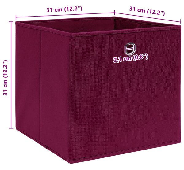 10 db sötétpiros szövet tárolódoboz 32 x 32 x 32 cm