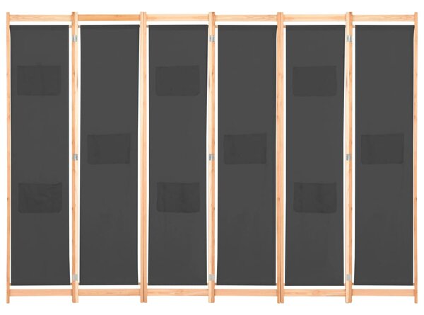Szürke 6-paneles szövetparaván 240 x 170 x 4 cm