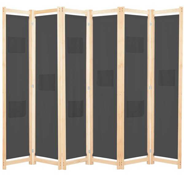 Szürke 6-paneles szövetparaván 240 x 170 x 4 cm