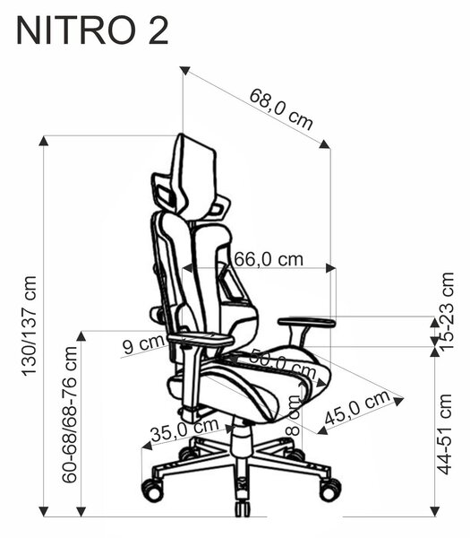 Nitro 2 gaming forgószék, multiblokk mechanika (Szín: fekete/piros)