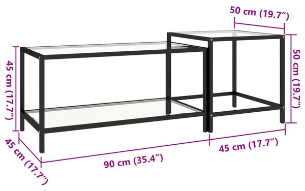 2 db átlátszó edzett üveg dohányzóasztal