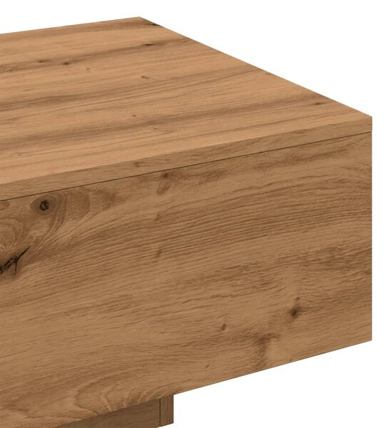 Kézműves tölgy színű szerelt fa dohányzóasztal 100x49,5x31 cm