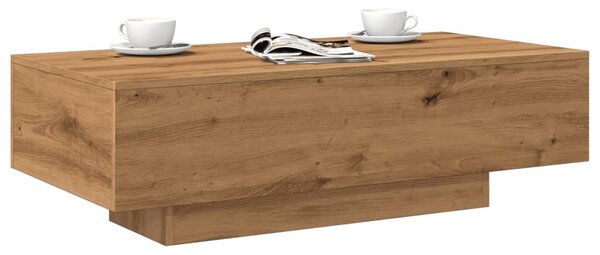 Kézműves tölgy színű szerelt fa dohányzóasztal 100x49,5x31 cm