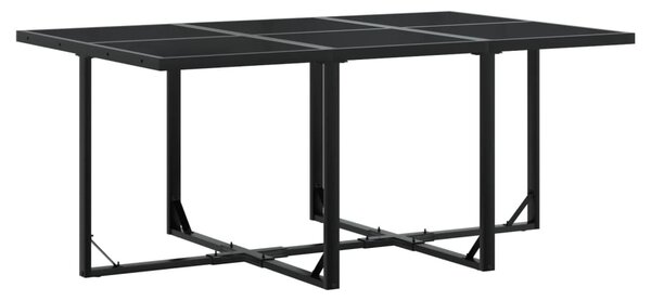 VidaXL 7 részes fekete polyrattan kerti étkezőgarnitúra párnával